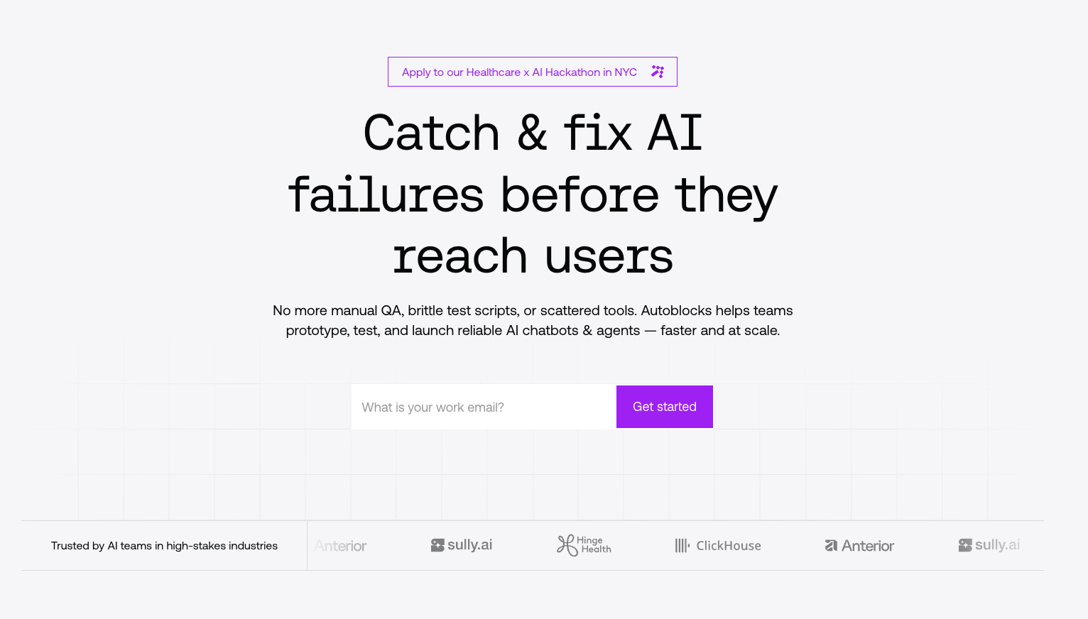Autoblocks hero — Catch & fix AI failures before they reach users